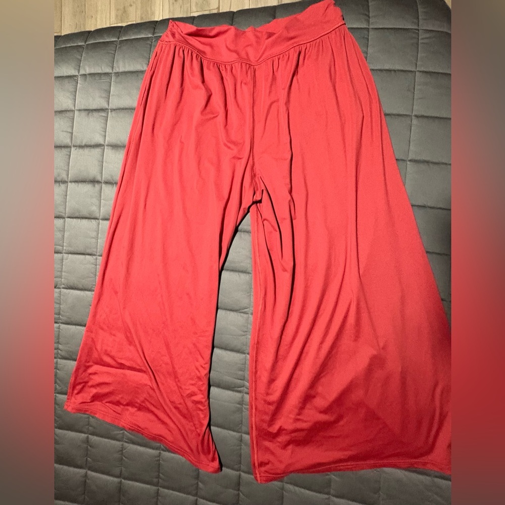 aerie Wide Leg Pants in Red